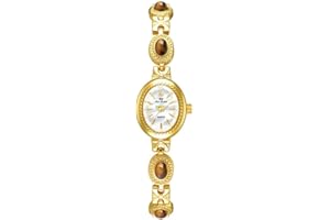 FANMIS Gold Tone Watches for Women with Small Vintage Bracelet Elegant Jade Oval Dial Dress Watch Fashion Quartz Wrist Watch Waterproof Watch