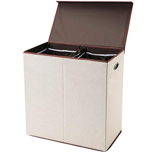 SUPERJARE Double Laundry Hamper with Removable Liner Bags &
