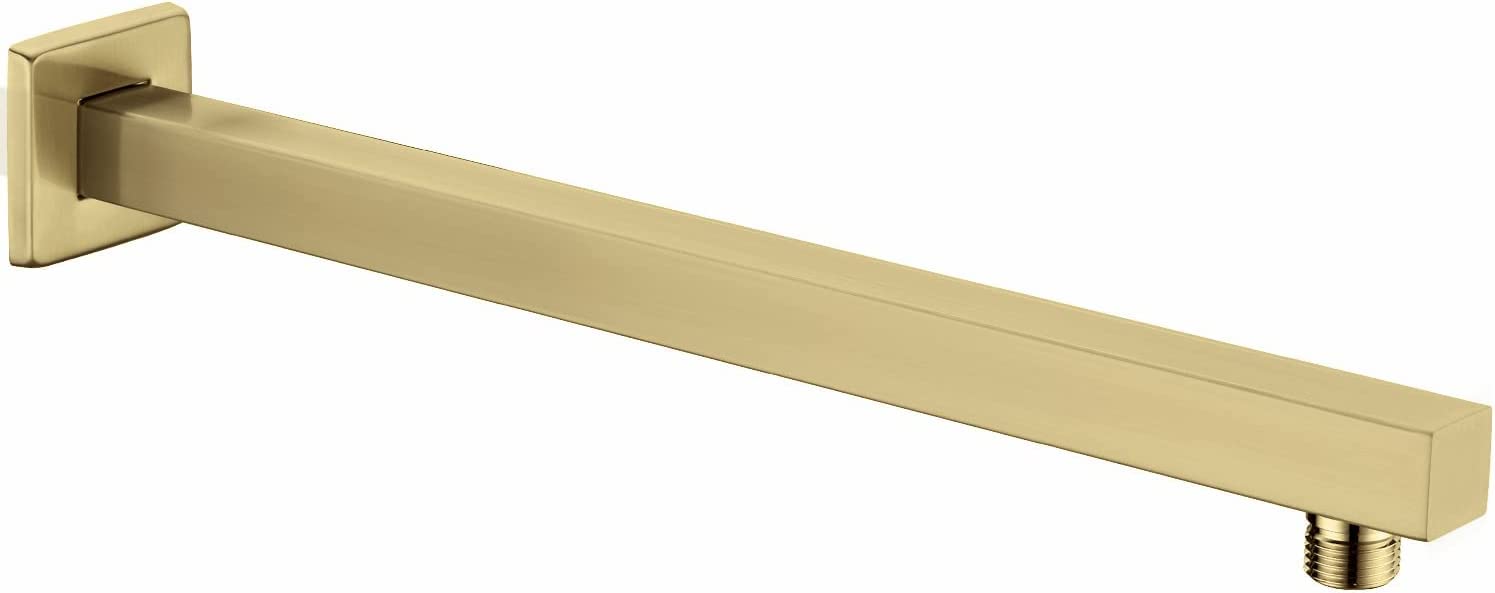 VIGIME 16 Inch Shower Arm, Rain Shower Head Extension Extender with Flange and Teflon Tape, Made of Thicken Stainless Steel for Bathroom Rainfall Showerhead (Brushed Gold)