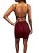TOB Women's Sexy Bodycon Spaghetti Strap Sleeveless Patchwork Mini Club Dress Wine Red