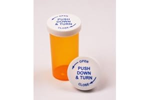 BIORX LABORATORIES Pharmacy Prescription Vials, Amber Child Resistant Medicine Bottle, 13 Dram Push Down Caps, Caps Included, Pack of 320 (Pill Container, Pharmacy Bottle, Pharmacy Container) by Sponix