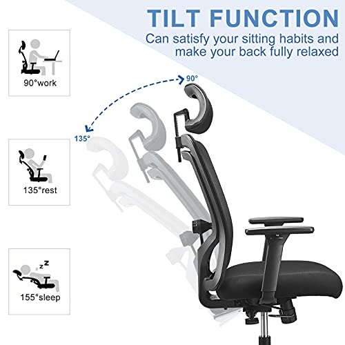 Ergonomic Office Chair, LMIKAF Adjustable Mesh Office Chair with 5D