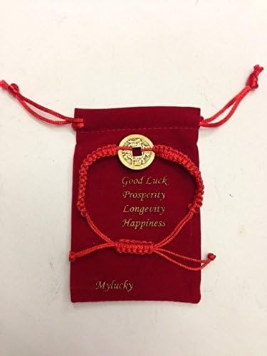 Feng Shui Red String Bracelet with Chinese Coin for Good Luck and Prosperity