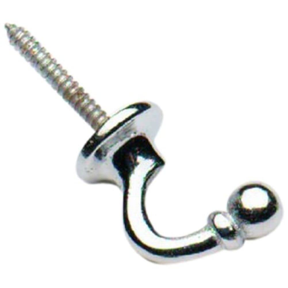 Merriway® BH01634 (2 Pcs) Ball End Curtain Drapery Hold Back Tie Back Hooks, 30mm (1.3/16 inch) Chrome Plated - Pack of 2 Pieces