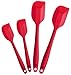 StarPack Basics Silicone Spatula Set of 4 (2 Small, 2 Large), High Heat Resistant to 480°F, Hygienic One Piece Design, Non Stick Rubber Cooking Utensil Set (Cherry Red)