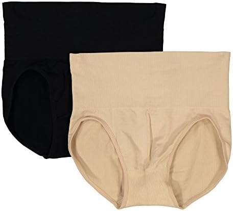 Extreme Shape Hi-Cut Shaper Brief With Tummy Control, 2 - Pack (XXL, Black/Nude)