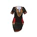 shekiss Women's Bohemian Bodycon Dashiki African Vintage Print Sexy V-Neck Club Midi Dress Black/Red, Blackred, XX-Large