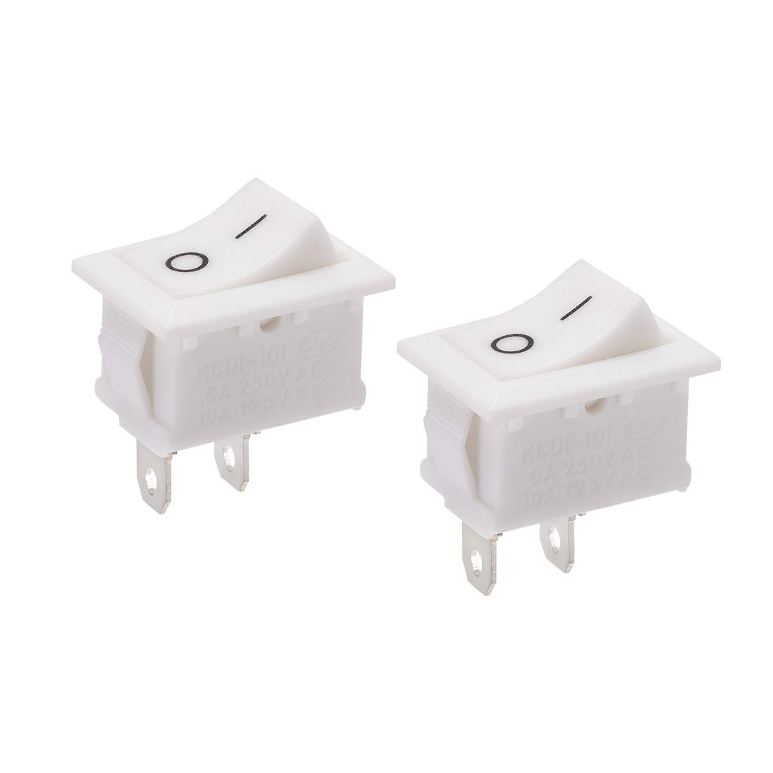 uxcell 2 Pcs SPST 2 Position On/Off 2Pin Boat Rocker Switch Toggle AC 250V/6A 125V/10A,for Boat,Household Appliances,Snap,White