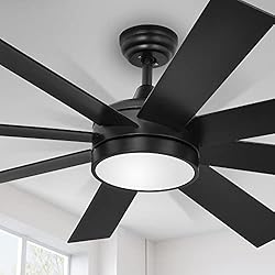 YITAHOME Black 60 Inch Ceiling Fan with Light and