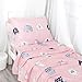Designthology 100% Cotton Muslin 3-Piece Fitted Sheet and Pillowcase Toddler Sheet Set, Pink Elephant Cute Prints - Soft Breathable Toddler Bedding Set, Tailored for Boys and Girls
