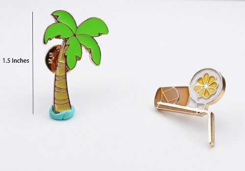 Enamel Pin Sets Cute Pins Funny Animal Lapel Pin Brooch Pin for Backpack (Flamingo and Beach Set of 5) - Thumbnail 3