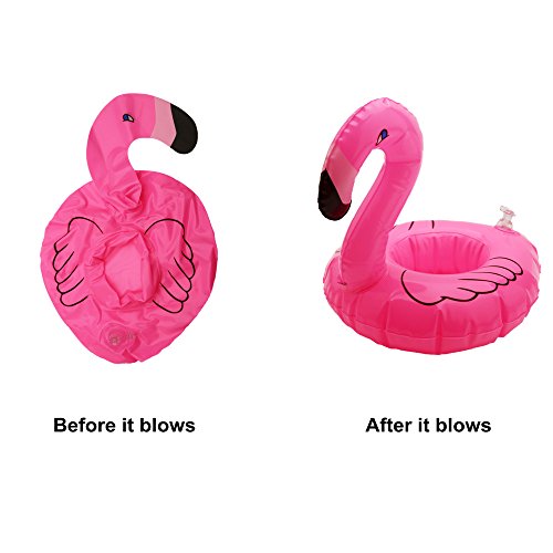 Inflatable Floating Flamingo Drink Holder 12 Pack Swimming Pool Float Coasters Coke Cup Holder for Beverage Cans Cups & Bottles - Fun Kid & Adult Pool Party ... - Thumbnail 2