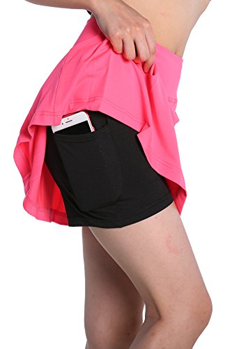 Annjoli Womens Running Skorts Golf Tennis Workout Skirt (XL, Magenta)
