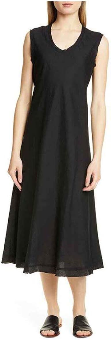 eileen fisher black linen dress