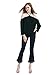 WLLW Women Chiffon Off Shoulder Long Sleeve Halter Neck Shirt Blouse Tops,Black,US M