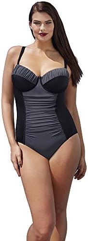 Tropiculture Women's Charcoal Control Underwire Swimsuit 14 Black