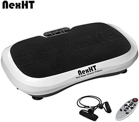 NexHT Fitness Body Shape Vibration Platform Crazy Fit Massage Exercise Machine Whole Body Workout Trainer with Remote Controller &amp;Resistance Bands, Max User Weight 330lbs.(White 89008A)