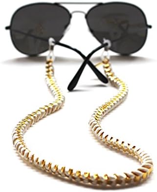 Sintillia Festive Chain Sunglass Strap, Glasses Chain, Eyeglass Cord (White with Clear Attachments)