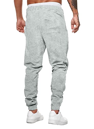Acelitt Men\'s Athletic 2022 Gym Workout Running Drawstring Smiley Jogging Joggers Pants Sweatpants with Pockets Gray Small