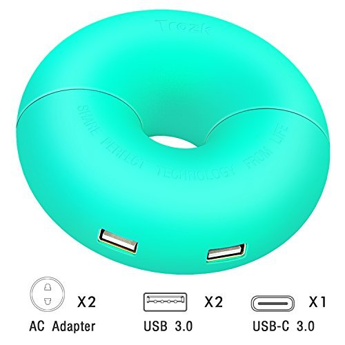 Portable Power Strip LDesign Surge Protector Electric Charging Station 1600W with 2 Outlet Plugs 2 USB Charger and Type-C Port with 5ft Cord Wire Extension for Macbook iPhone Samsung Tablet Laptop