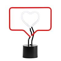 Amped & Co Fave Neon Desk Light, The Like Sign Symbol, Real Neon, Red Box Outline and White Heart, Facebook Instagram Social Media Counter, Large 13 x 11 inches, Home Decor Neon Signs For Unique Space