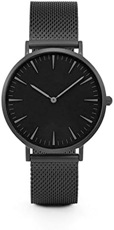 Women watch mesh strap Luxury Men Stainless Steel Analog Quartz Bracelet Wrist Watches New Unisex petite (Q, Black)