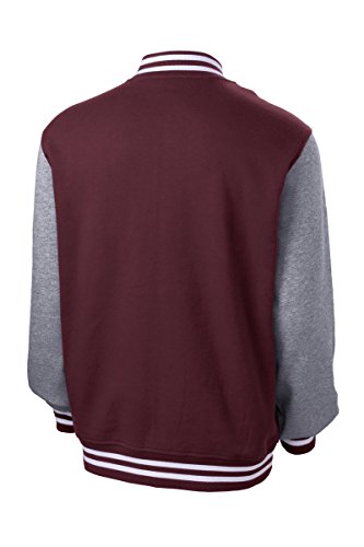 Armycrew Men's Classic Fleece Letterman Varsity Jacket - Maroon - 3XL