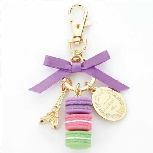 Laduree keychain ring eiffel tower macaron charm s -pur…