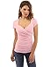 PattyBoutik Women's Cross Front V Neck Ruched Mesh Blouse