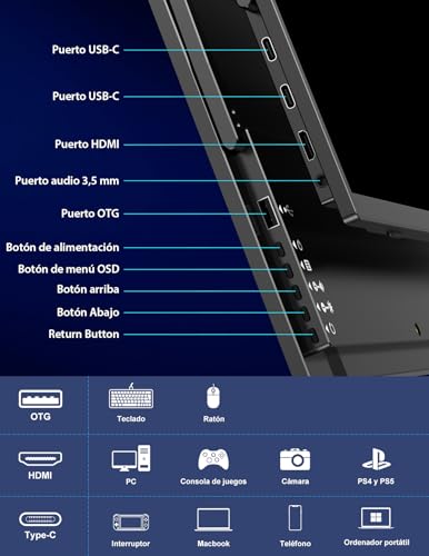 MAGICRAVEN Wireless Monitor Portable Wireless Screen 18.5 Inch 1080P IPS Portable Monitor 125% sRGB Monitor for Laptop Mac PC Gaming Switch Phone, Support AirPlay/Miracast