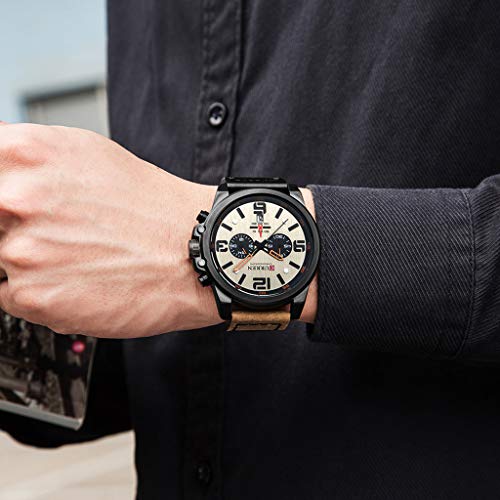 Curren Mens Watches Sport Waterproof Calendar Leather Chronograph Quartz Watch Under 20 - Thumbnail 4