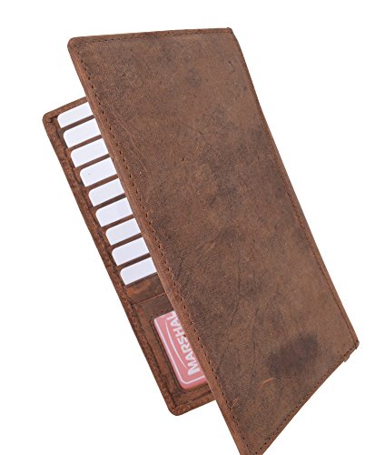 Marshal Bifold Leather RFID Blocking Wallet For Men & Women | Genuine Leather Holder With 19 Slots, 2 Bill Compartments & ID Window | For Credit/Debit Cards, Money & More (Vintage)