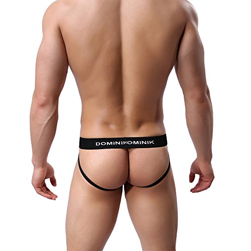 Dominik Jock Straps Thong Underwear, 10 Colors, Mens (M, Black)