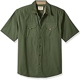 Wrangler Authentics Men's Authentics Short Sleeve Canvas Shirt, Beetle, XL