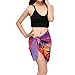 ChinFun Women's Sarong Wrap Beach Swimwear Chiffon Cover Up Short Pareo Bikini Swimsuit Wrap Skirt Bathing Suit Shawl Semi-Sheer Translucent Coconut Palm Purple Pattern Plus Size