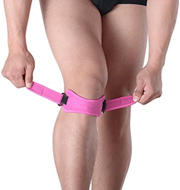 Adjustable Running Patella Knee Strap Compression Support For Youth Best Specialized Bike Hike Jogging Mountaineering Fishing Jumping Gym Fitness Soccer Basketball Baseball Tennis Exercise (Rose)
