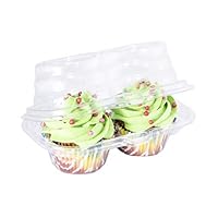 Katgely 2 Compartment Cupcake Container - Deep Cupcake Carrier Holder Box - BPA-Free - Clear Plastic Stackable (50)