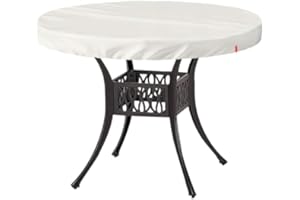 SoloToo Outdoor Round Table Cover,Waterproof Anti-UV Patio Round Table Top Covers,Fits Round Patio Furniture Up to 46" - 48" Diameter (Beige)