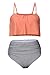 Byoauo Womens High Waist Bikini Swimsuits Two Piece Thin Shoulder Straps Plus Size Swimwear