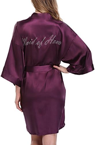 Women's Bride Bridesmaid Robes Short Kimono Robe Dressing Gown for Wedding