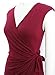Berydress Women's Classic Cocktail Party Cap Sleeve Deep V Neck Draped Waist Tie Belt Knee-Length Faux Wrap Dress (XL, 6028-Burgundy)
