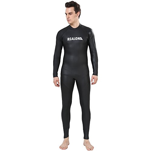 Realon Wetsuit Men 3mm Open Water Triathlon Wetsuits Smooth Skin Trisuit Ironman Wear Surfing Suit Jumpsuit (Large)