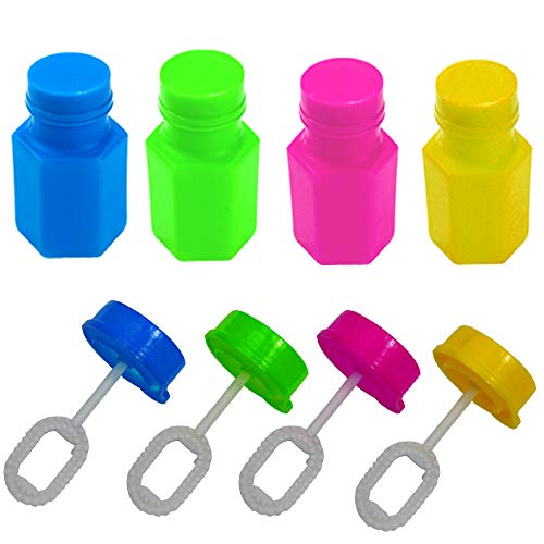 Amersumer 24PCS Mini Neon Party Bubbles With No Soapy Water, Mini Hexagon Bubble Bottles 2 Inches Neon Colors With Wand For Kids Party Favors Bag Stuffers Wedding Bubbles Refill (With No Soapy Water)