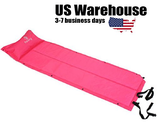 Outdoor Camping Hiking Inflatable Cushion Folding Sleeping Bed Mat Mattress [US Warehouse] by ShopIdea (Pink) - Thumbnail 6