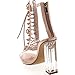 Clear Translucent Transparent Lace Up Peep Toe Ankle bootie w Perspex Block Heel