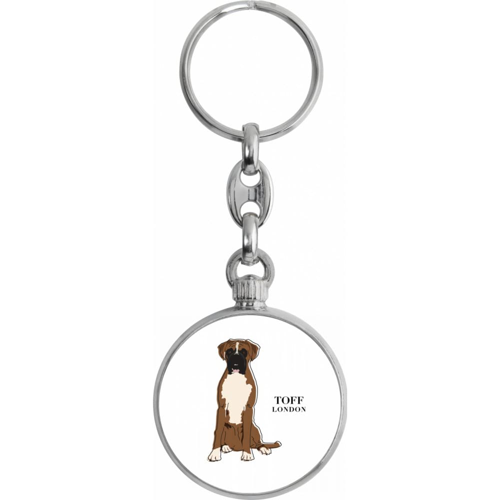 Toff London Brown And White Boxer Dog Keyring