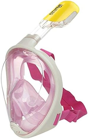 iRunzo Full Face Snorkel Mask - Anti-fog Anti-leak Seaview 180 Dry Top Free Breath for Adult Women Men Teens (Pink, S/M)