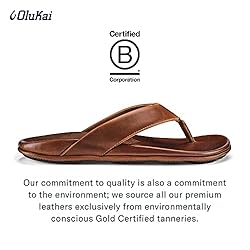 OLUKAI Auinala Men's Sandals, Leather, Lightweight