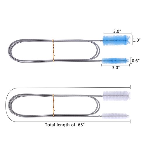 Hotusi 2pcs 155cm Aquarium Cleaning Brush Double Ended Flexible for Tube Brush Hose Pipe