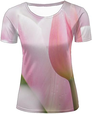 Women 3D Funny Printed Tees Beautiful Pink Tulip Petals Graphics Short Sleeve Couple T-Shirts XXL